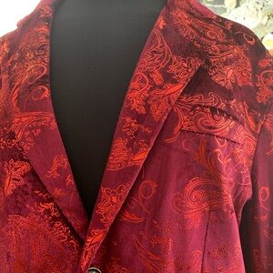 Mage Male NWT Red Brocade Paisley Blazer Jacket